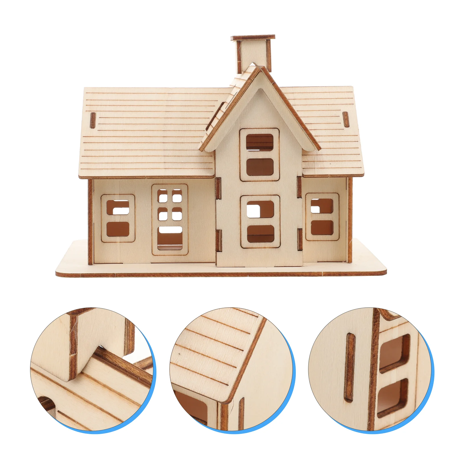 Puzzles Log Cabin Model Assembly Wooden Vintage Building Kits for Adults Brain Teaser DIY Miniature House