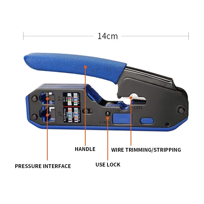 RA-5012 Crimping Tool Kit Stripper CAT5 CAT5e CAT6 Crimping RJ11/RJ12 6P/8P Modular Crimping Cable Stripper