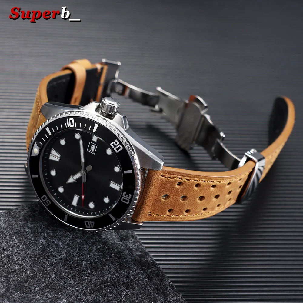 Quick Release Vintage Leather Watch Strap 20mm 22mm Breathable Cowhide Band for Omega 18/19/21/24mm Wristband Bracelet for Seiko