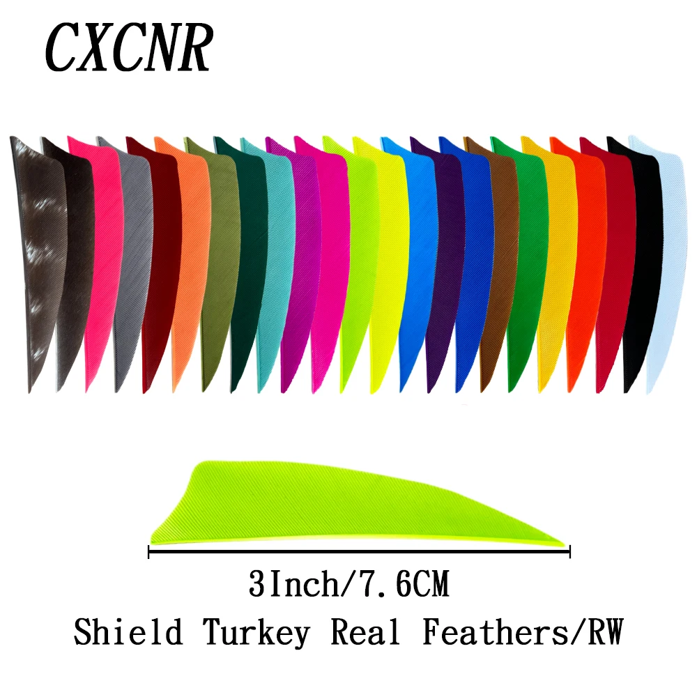 100Pcs 3Inch Shield RW Real Turkey Feathers DIY Arrow Fletching for Recurve Compound Traditional Bow Hunting