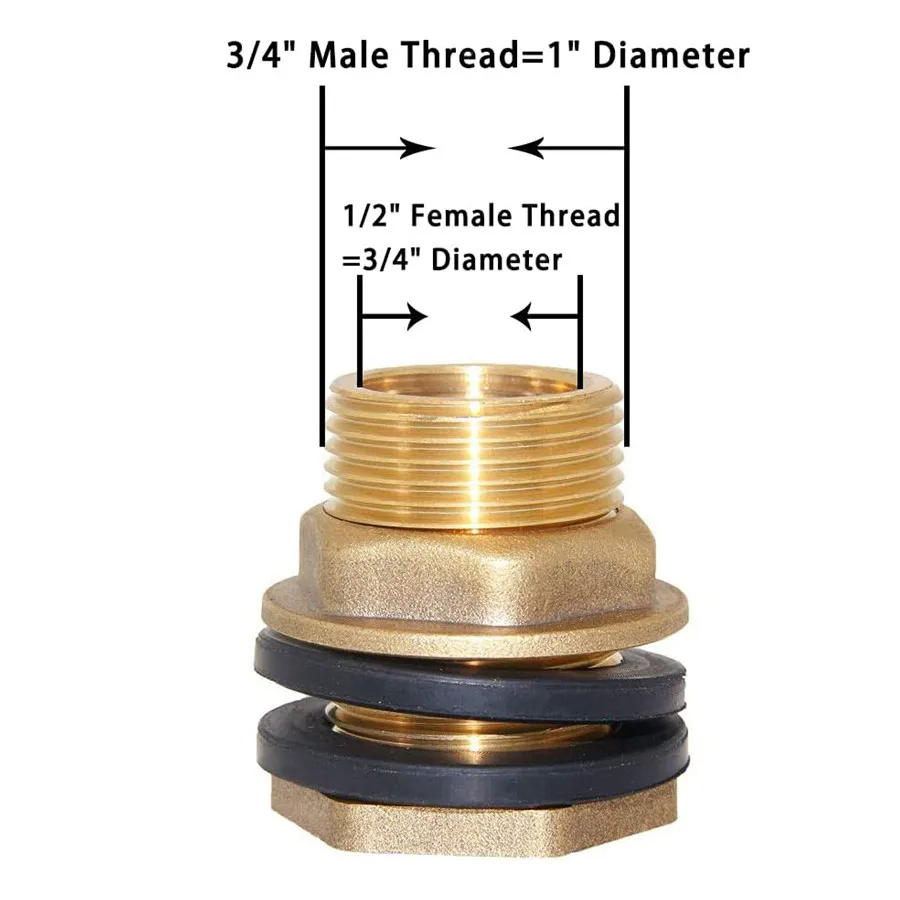 2 Pack Brass Hose Bulkhead Fitting 1/2