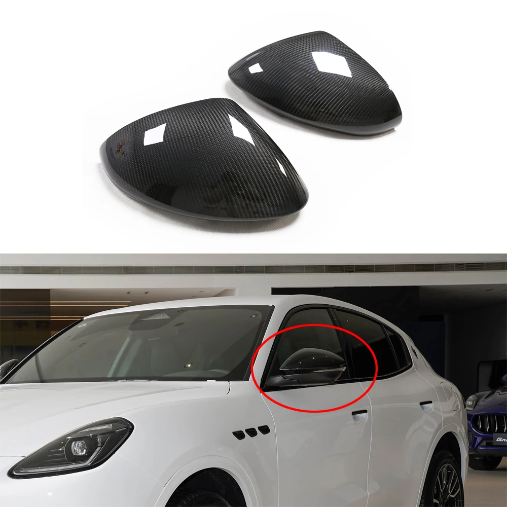 For Maserati Grecale GT Trofeo Modena Real Dry Carbon Fiber Rear View Mirror Cover Side Mirror Caps Stick Add On 2023+