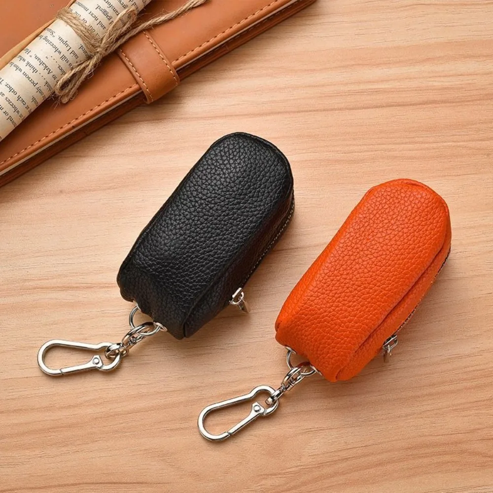 Portable Leather Key Pouch Bag Multifunctional Large Capacity Key Holder Organizer Pouch Zipper Coin Purse Men Women