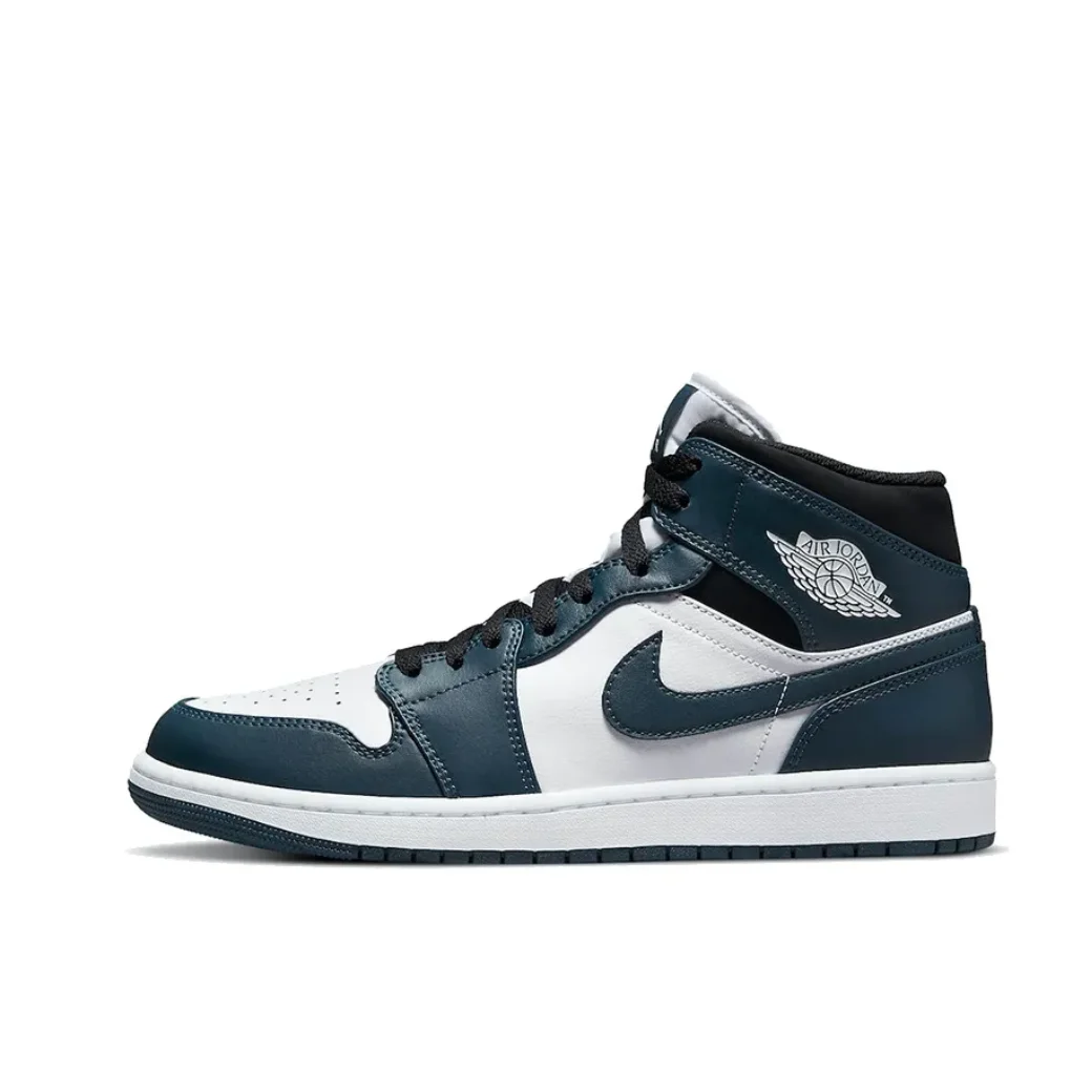 Nike Air Jordan 1 Mid Men's Board Shoes Supportive Comfortable Casual Shoes Winter Cushioning Lightweight Breathable Green White