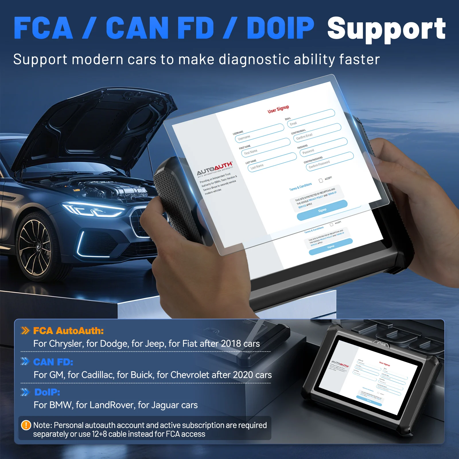 Picture 7: XTOOL X100PADS Key Programming Tools For All Key Lost/ Add Keys/ Key Generation Auto Programmer Key Matching Full System Car Diagnostic Tool OBD2 Scanner 32+ Reset FCA Automotive DoIP CANFD 2 Years Free Update