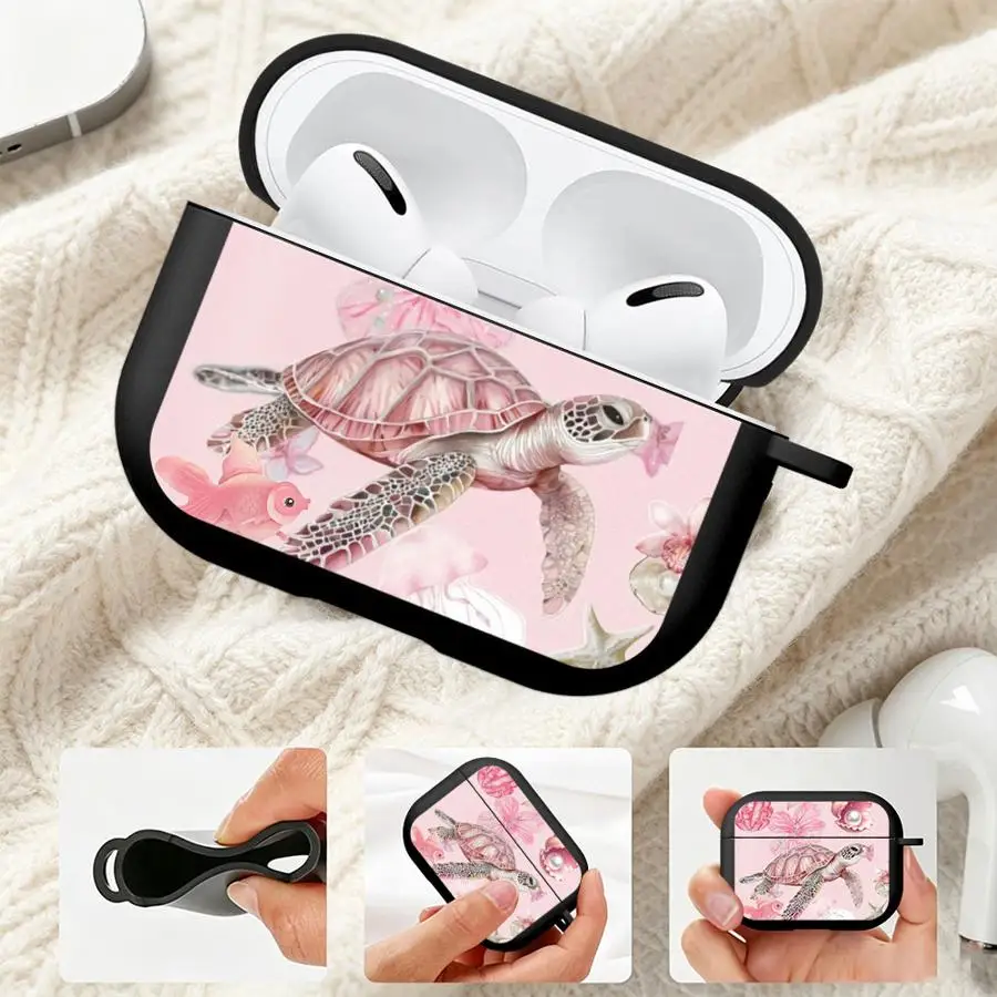Pink Sea Turtle Print Earphone Cases Cover Case For Airpods Pro 1 2 4 Pro3 3 Pro2