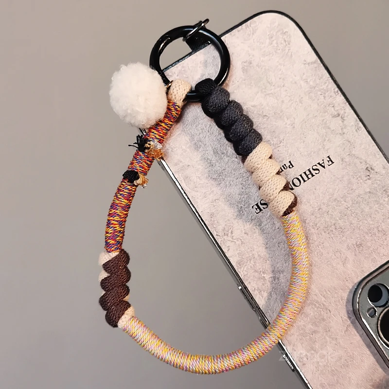 

Ремешок для мобильного телефона, плетеная веревка с рисунком на запястье, короткая, уникальная, ниша, изысканная, портативная подвеска для покупок, новый продукт