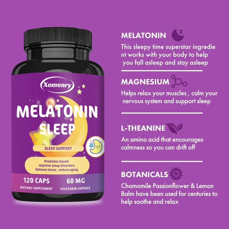 Melatonin, Promotes A Healthy Rest Cycle Deep Relaxation Calms The Mind Helps Fall Asleep Faster Nighttime Support Supplement