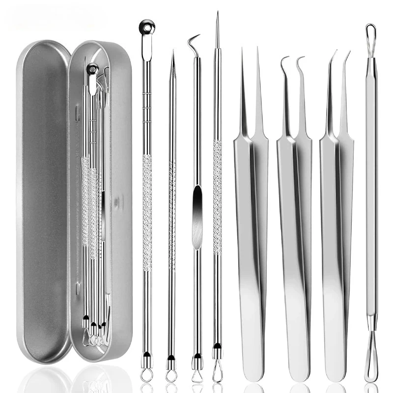 ステンレス鋼にきびにきび除去針キット黒点傷にきび除去針ディープクレンジングツール顔のスキンケア