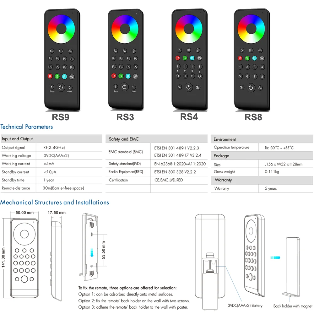 Imagem -04 - Tuya-universal Led Light Dimmer Controller 5in Wi-fi Wt5 Dc1224v Zone 2.4g Controle Remoto rf Rgb Rgbw