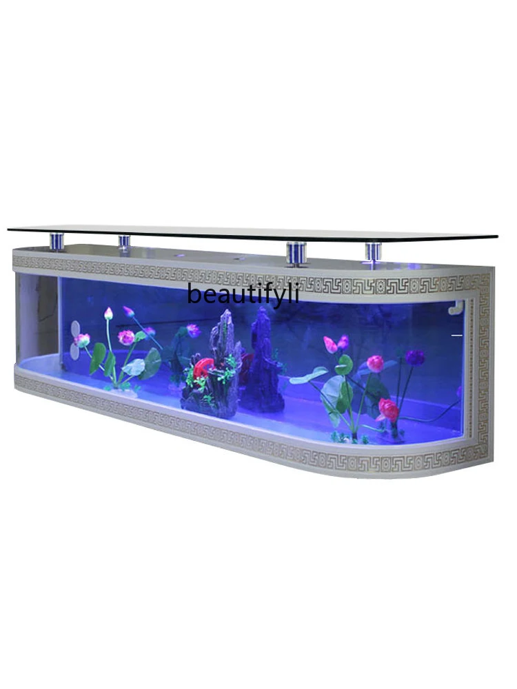 European TV Cabinet Ecological Fish Tank Aquarium Floor Glass Living Room Coffee Table Fish Tank