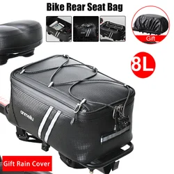 8L Bicycle Bags Rear Seat Rack Trunk Bag for Bike Saddle Bags Storage Case Pouch with Rain Cover Cycling Bag Bicycle Accessories