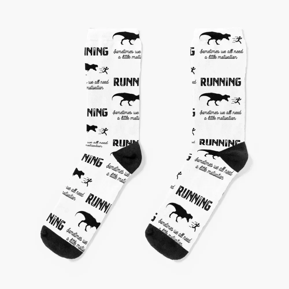 Running Motivation Raptor Chase Funny Dinosaur Gift for Men and Women Socks FASHION winter funny gifts Mens Socks Women's