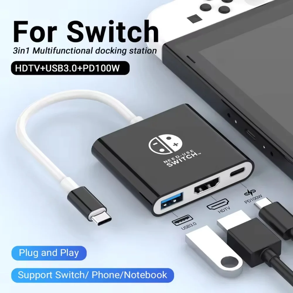 

Кабель для проекции для Switch 2, портативная док-станция для Switch 1, концентратор TYPE-C, HDMI/4K, USB 3.0, универсальный кабель для проекции ROG ALLY
