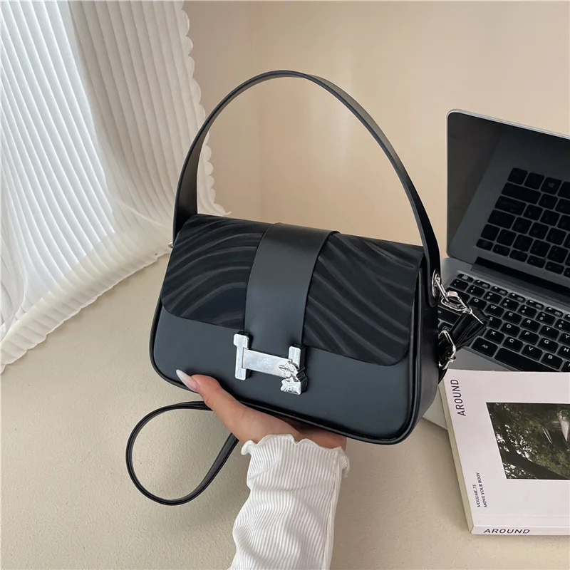 

Квадратная сумка Niche 2024, минималистичный женский кошелек на плечо, шикарная сумка-тоут с пряжкой и верхней ручкой, текстурированная сумка через плечо, универсальная