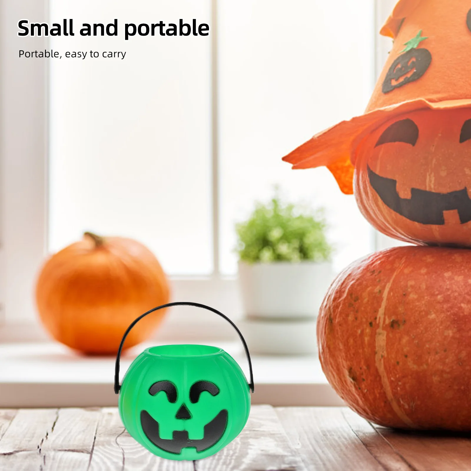 

6Pcs Halloween Pumpkin Bucket Plastic Candy Holder Portable Party Decor Halloween Bucket