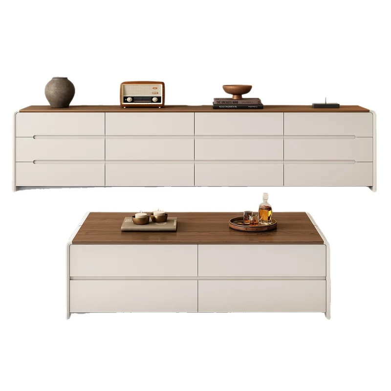 New Arrival Pure Solid Wood 3-Tier Floor TV Stand Cream Modern Living Room Storage Cabinet Sturdy & Easy Assembly for Home Use