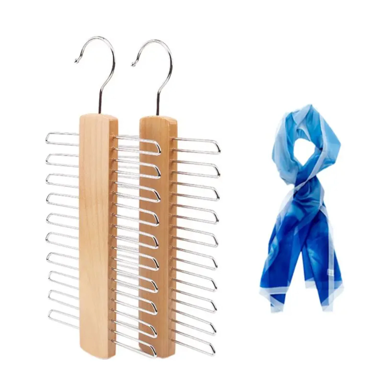 4X7B Wooden 20  Tie Rack Hanger - Scarf, Belt, Accessory Organiser