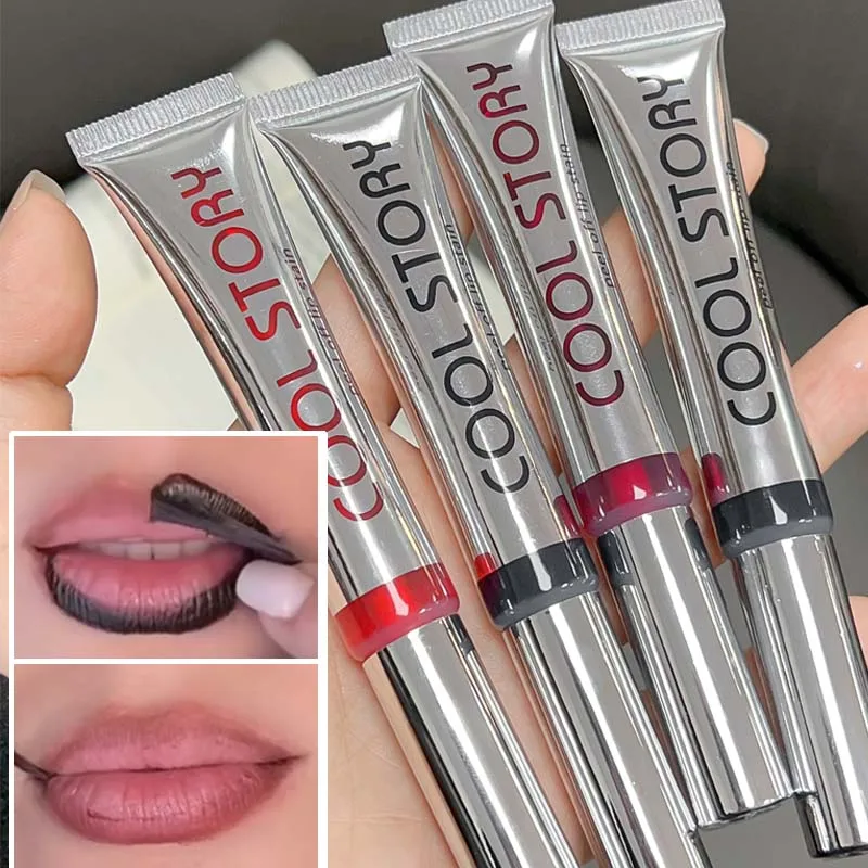 9 colori Impermeabile Peel Off Lip Liner Tattoo Lipgloss Matte a lunga durata Lip Tint Marrone Contorno Labbra strappanti Macchia Cosmetici