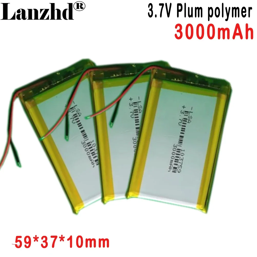 3.7v Lithium battery 3000mAh 103759 Li Polymer Battery Rechargeable For small Night Light Breast Pump