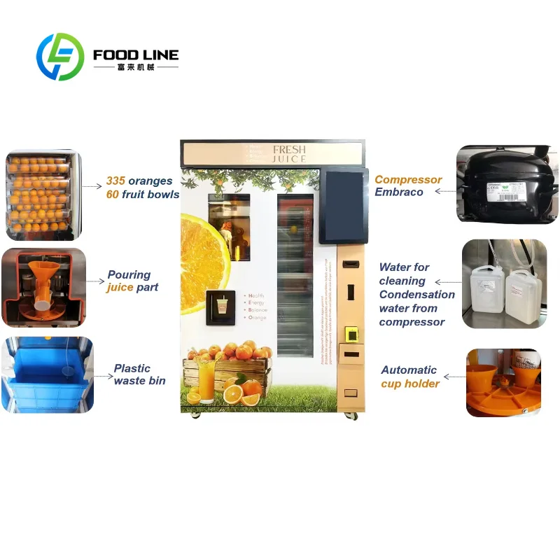 Customized Smart Retail Fresh Orange Juice Vending Machine SDK Function Touchscreen 21.5inch High Capacity 45sec Per Cup