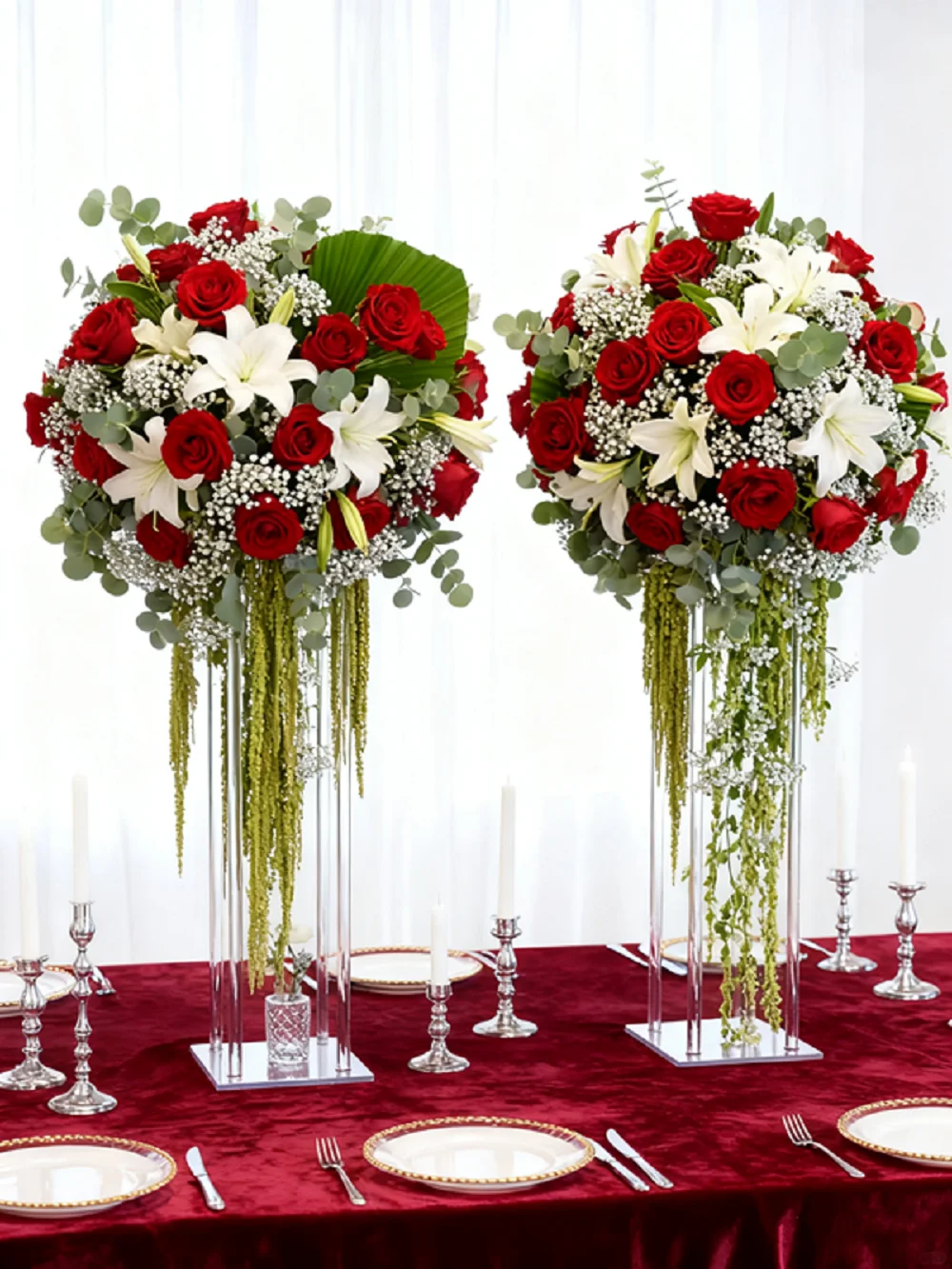 60cm 10 pieces acrylic flower stand vase centerpiece table decoration flower stand wedding table centerpiece