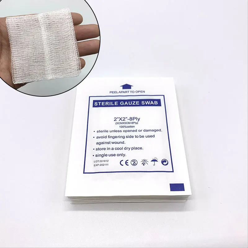 50Pcs Medical Gauze Pieces Swab Absorbent Cotton Gauze Pads Wound Bandaging Home Outdoor First Aid Wound Care Dressing