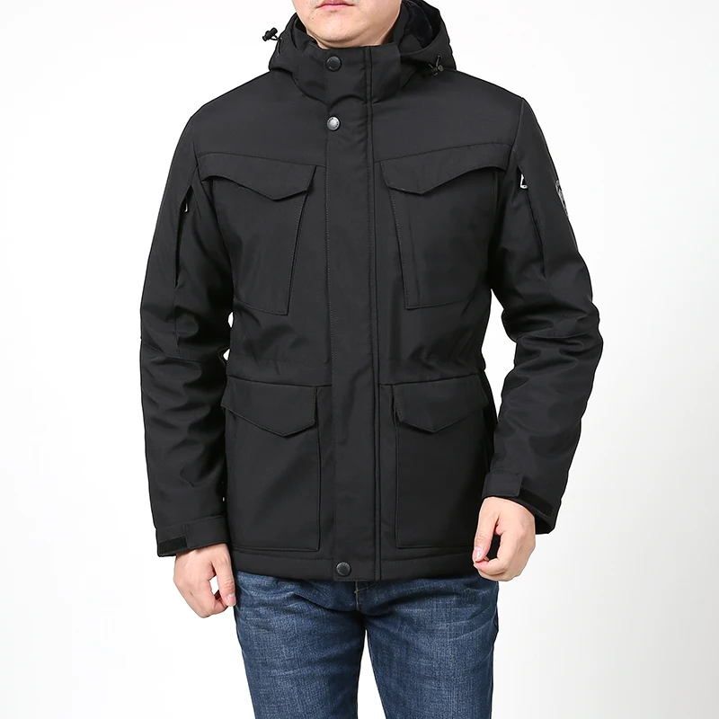 

Winter New Windproof Hooded Thick Fleece Warm Military Thermal Coats Mens Jacket Outwear Windbreaker Plus Velvet Winter Warm Men