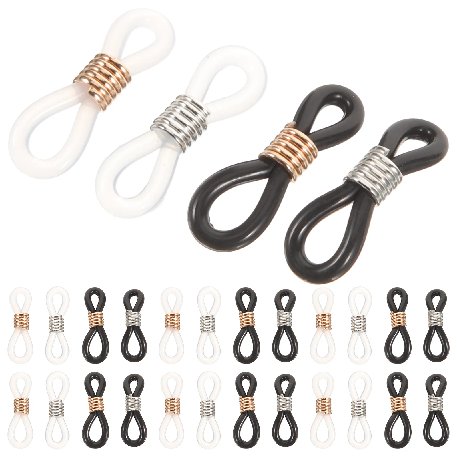

100pcs Eyeglasses Chain Accessories Black Glasses Strap Retainer Connector Non Slip Circle Hook Easy Install Durable DIY