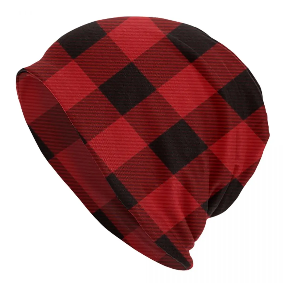 Country Christmas Cottage Primitive Lumberjack Buffalo Plaid Warm Knitted Cap  Bonnet Hat Autumn Winter Beanies Hats for Unisex