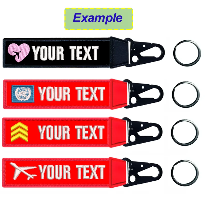 

Personalized Custom Double-Sided Same Embroidered Text Simple and Logo key Chain Eagle Beak buckle