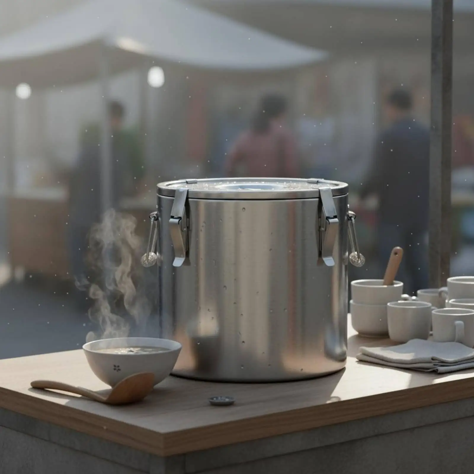 Triple Layer Stainless Steel Insulated Food Bucket Commercial Thermal Carrier for Soy Milk Soup and Rice Storage