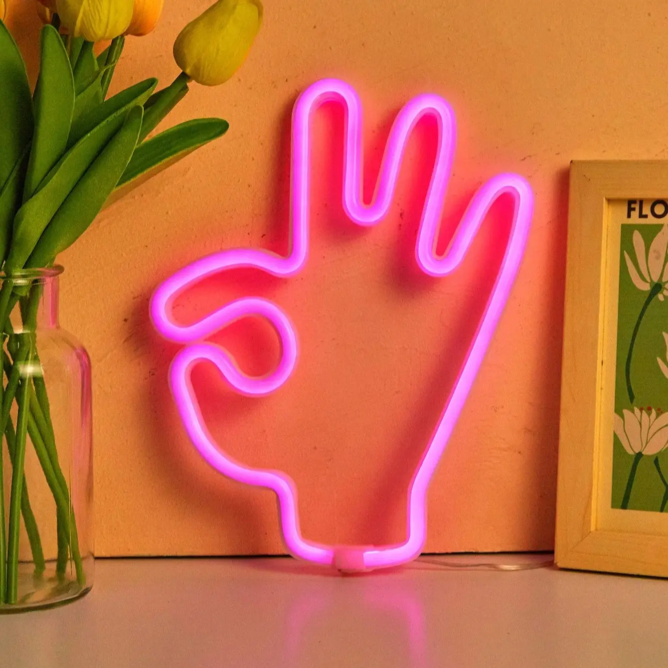 

Chi-buy LED Neon OK gesture USB Powered Neon Signs Night Light 3D Wall Art Bedroom Living Room Decor Lamp Signs
