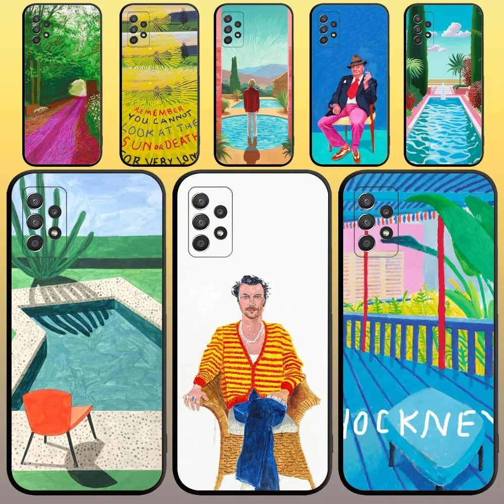 David Hockney Art Phone Case for SamsungA 91,80,73,72,71,70,53,52,51,42,41,40,32,31,30,22,21,20,13 S 4G 5G Soft Black Case