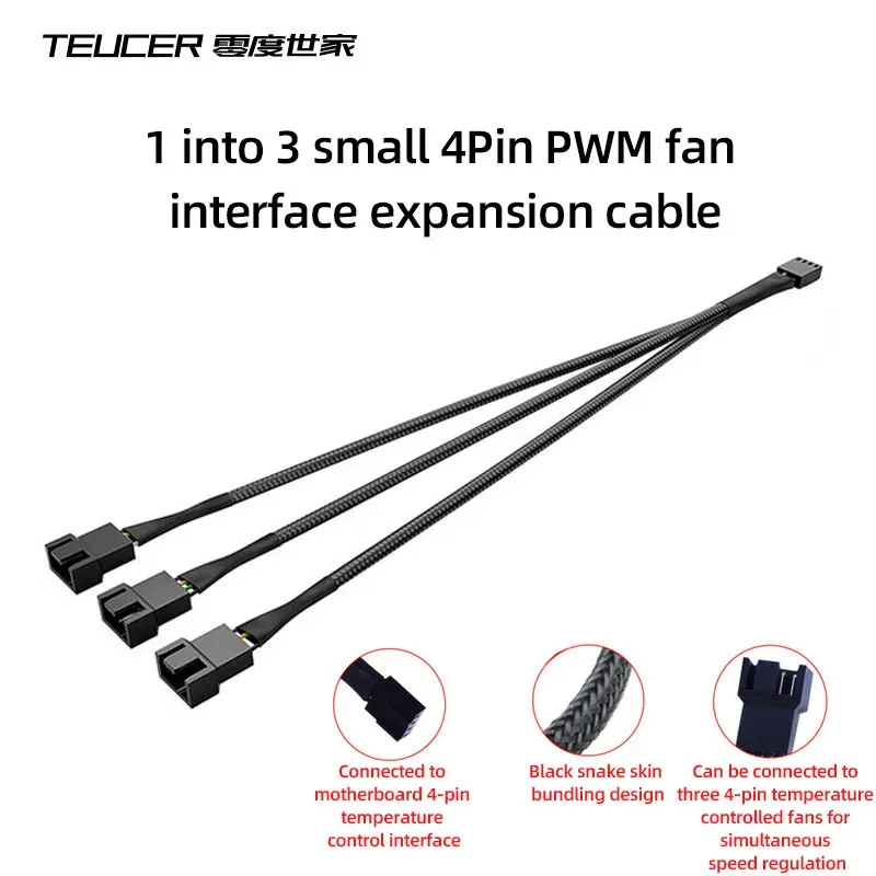 PWMTemperature Control4PinFan Extension Cable Computer Case Cooling Fan Connection Cable Set Net Fan Power Cable