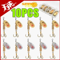 New 10PCS Spinner Spoon Metal Bait Fishing Lures with Box Sequins Crankbait Spoon Baits Bass Trout Perch Pike Rotating 6.3cm 7g