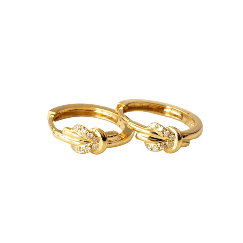 925 Sterling Silver Jewelry 18K Gold Plated Crystal Knots Hoop Earrings for Women Wedding Party Jewelry For Girls Friend Gift