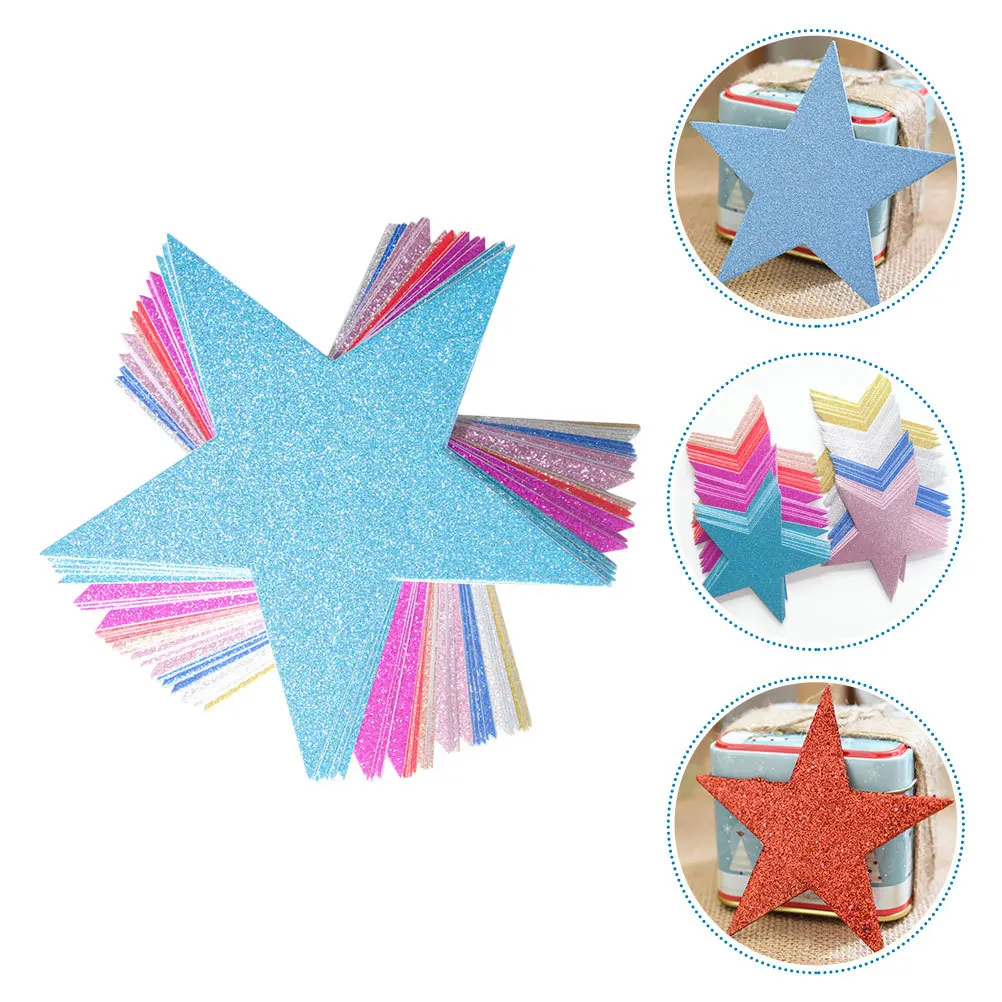 

80pcs Glittering Five-Pointed Star Ornaments Paper Star Decor For Birthday Party Background Children Classroom Home Diy