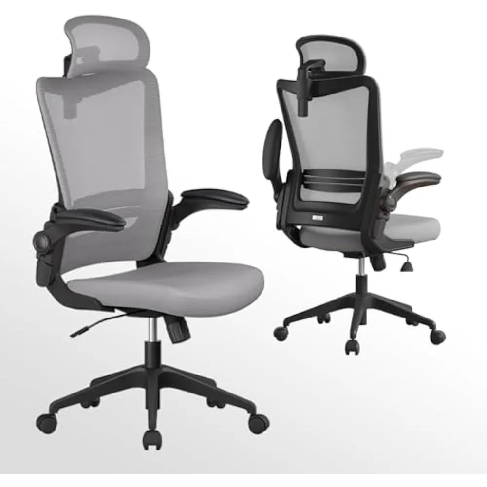 

C6 Ergonomic Office Desk Chair with Lumbar Support with Headrest Flip Up Height Adjustable Armrest Mesh Backrest Computer Chair