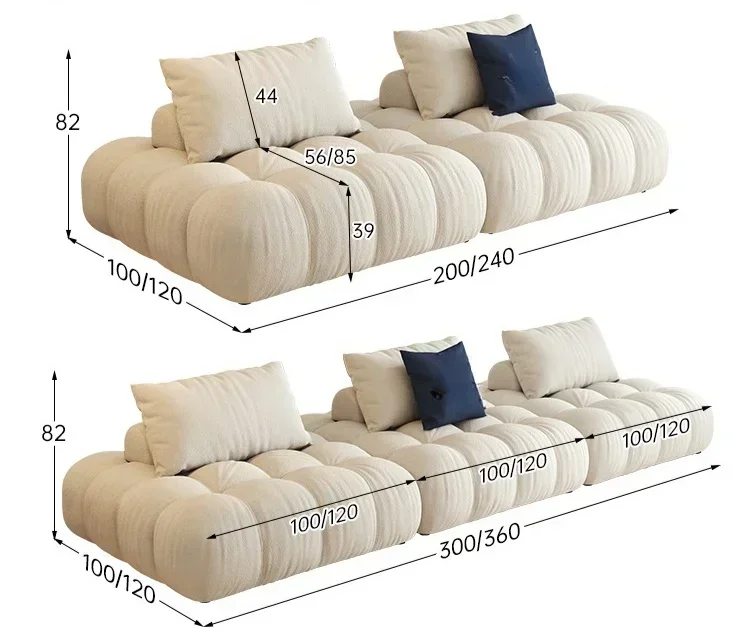 Modern Mario Sofa Set Velvet Boucle Furniture for Living Room Sectional Recliner Lounge Suite for Villa Hall