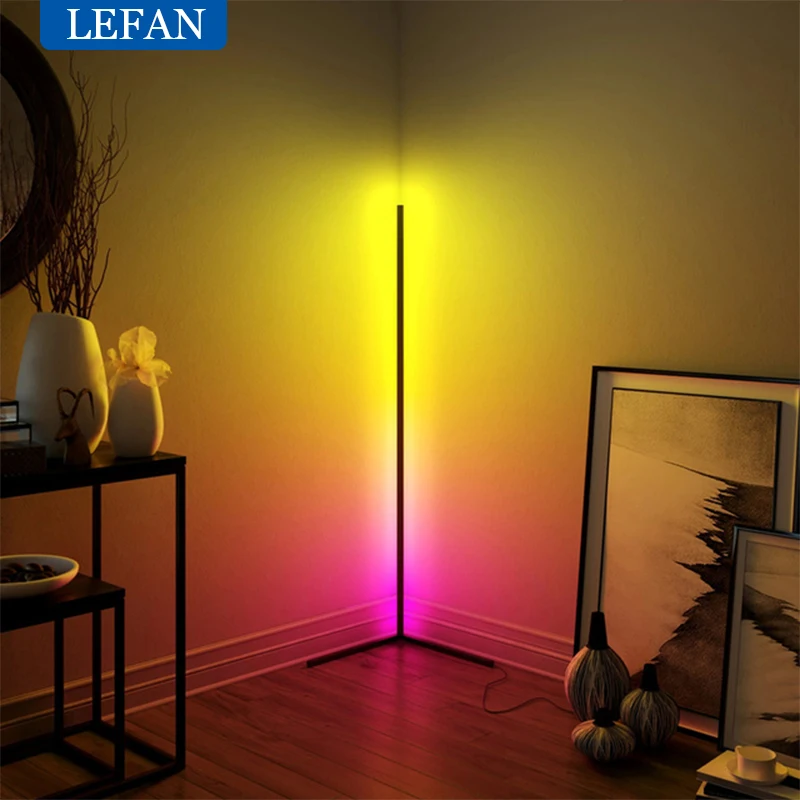 rgb led floor standing lamp com controle remoto controle de voz luz indireta de canto tuya app decoracao para casa alice google samsung sofa 01