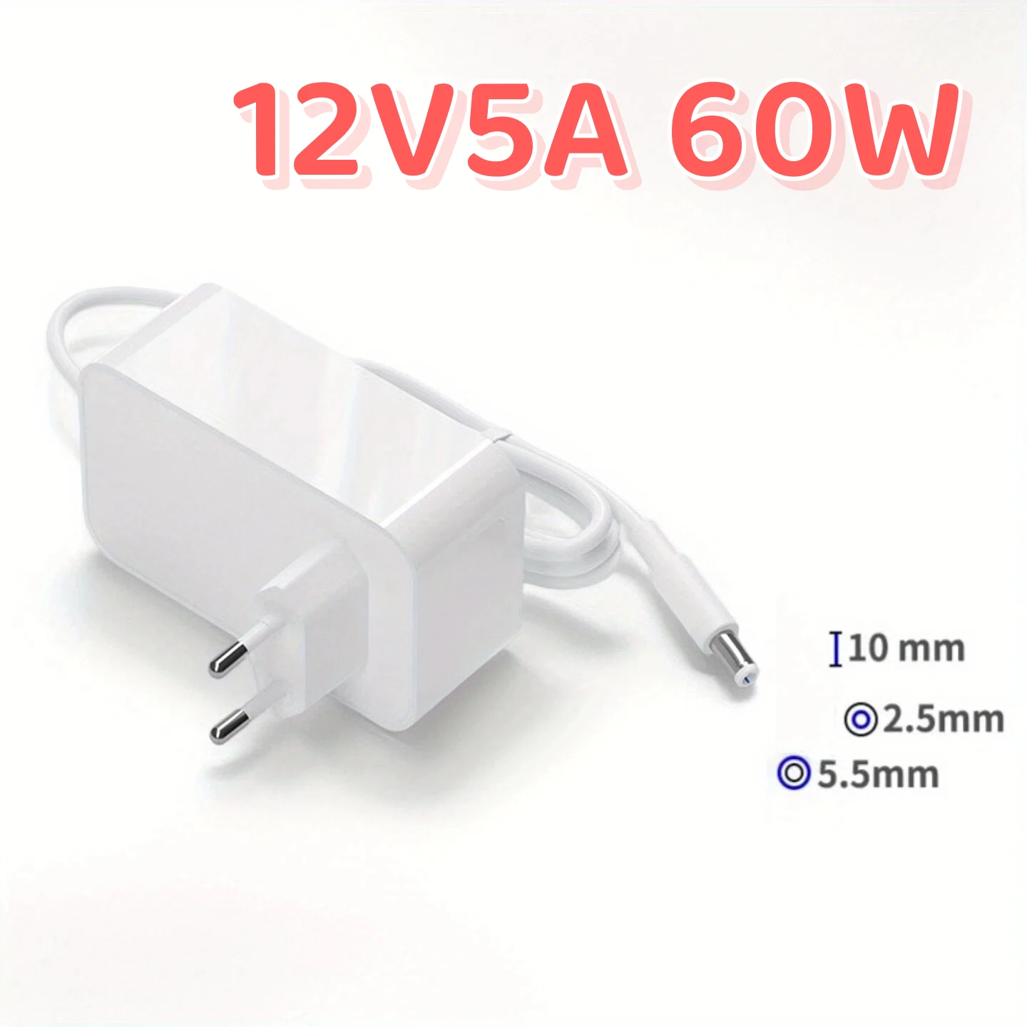 European Standard 12V5A 60W Power Source Adapter DC 5.5MM*2.5MM Wall-Mounted European Power Adapter