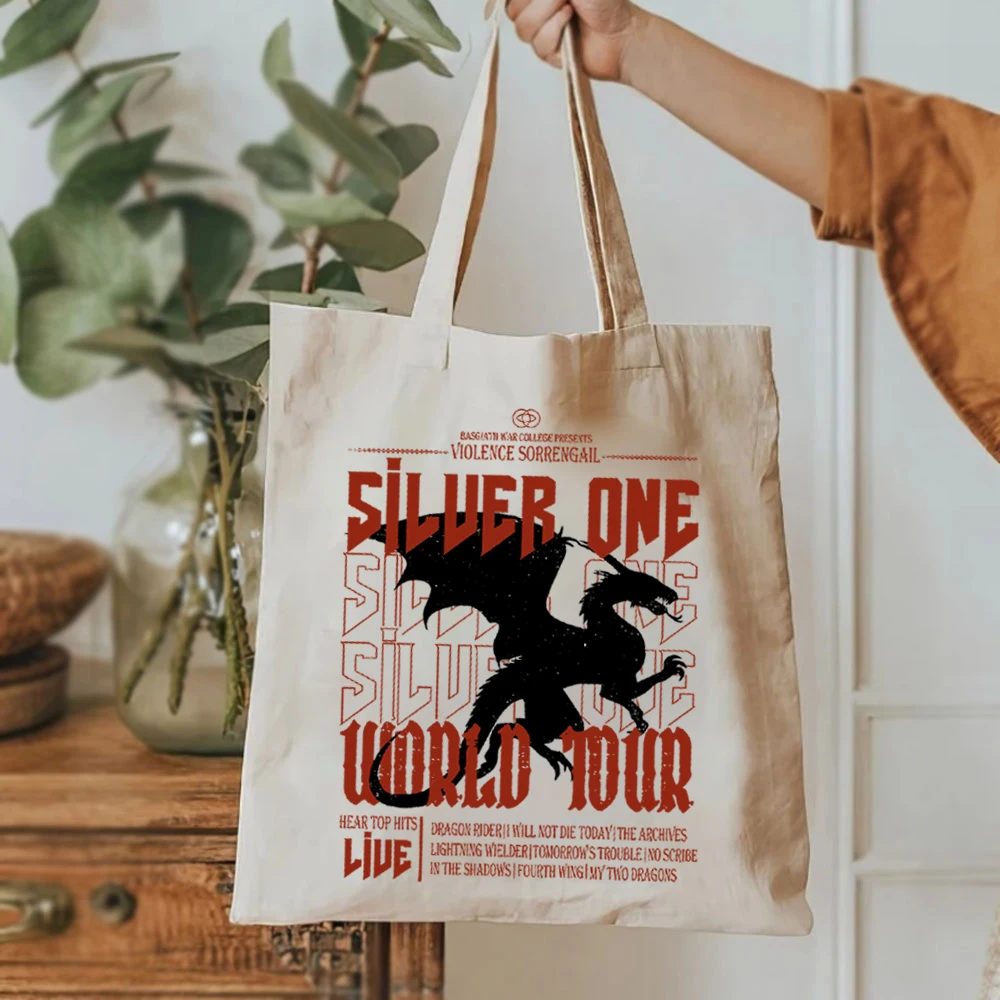 Basgiath War College quarta ala Tote Bags regalo per Book Lover Bag borsa da donna Bookish Dragon Rider Canva Tote Bags Bookworm