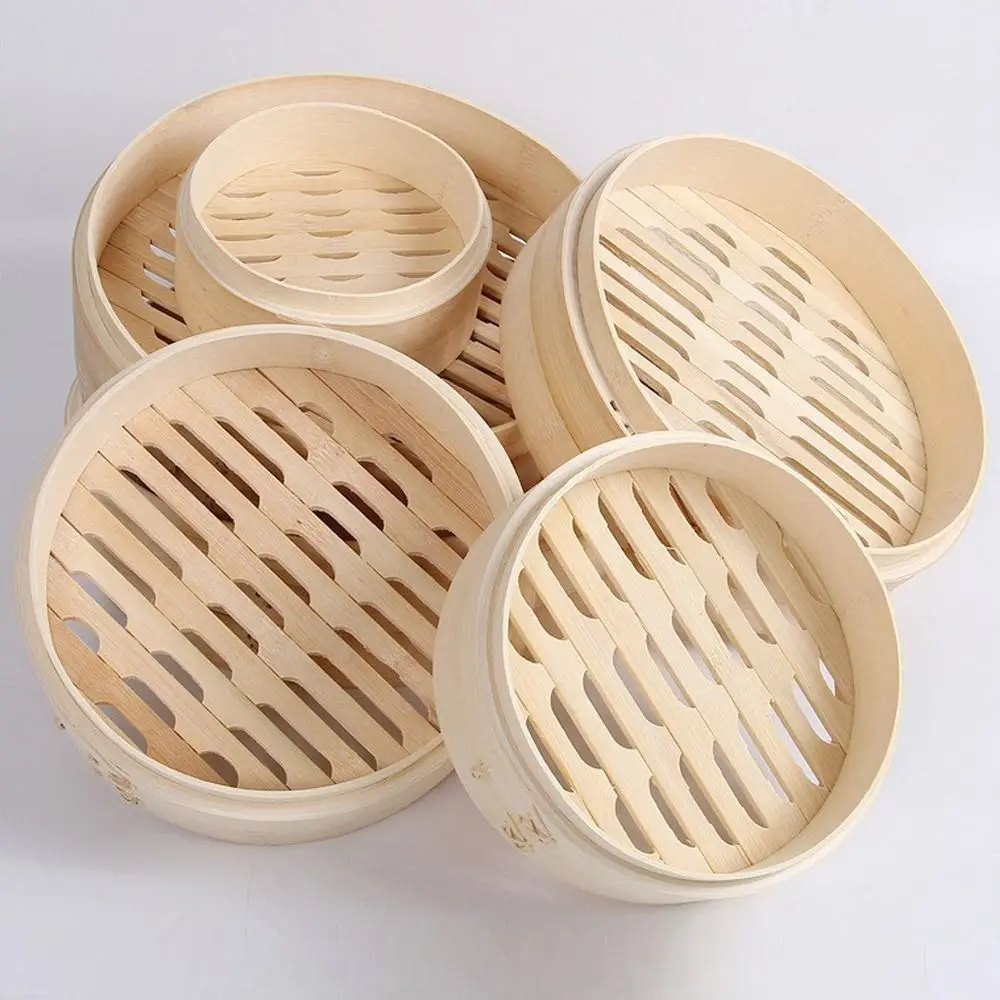 Chinese Steamer Bamboo Steamer with Lid Dimsum Cooking Steamer Basket for Cooking Bao Buns Vegetable Snack Dumpling Steamers