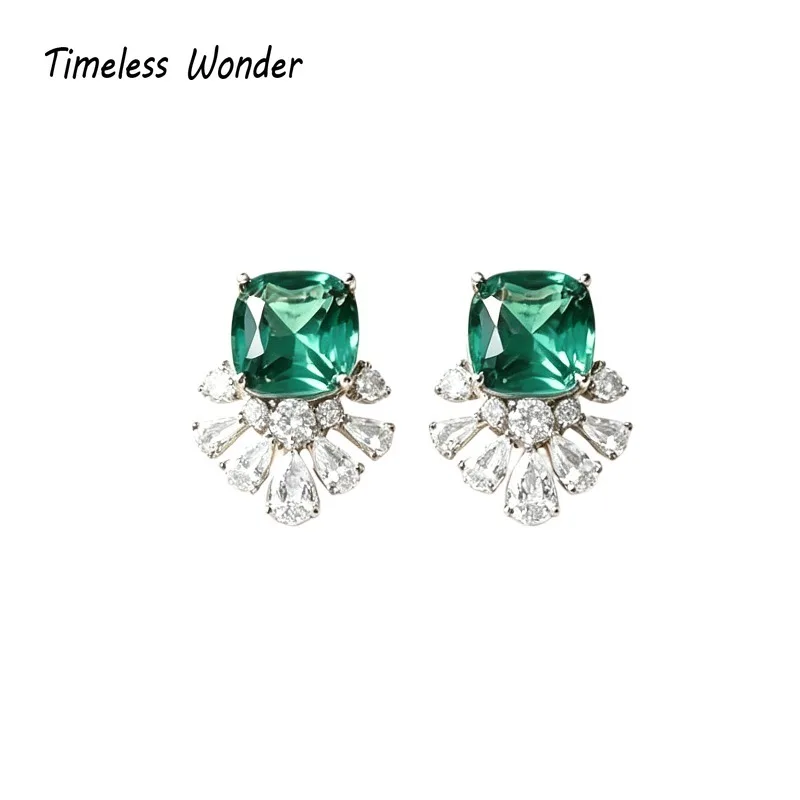 Timeless Wonder Fancy Crystal Zircon Floral Button Earrings Women Designer Jewelry Punk Sweet Gift Rare Top Classy 3346