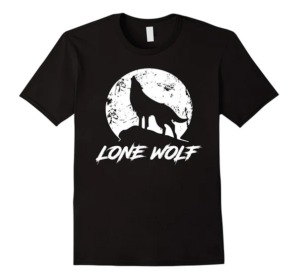 

Howling Lone Wolf on Moon T-Shirt for Men Short Sleeve T-shirt Fashion