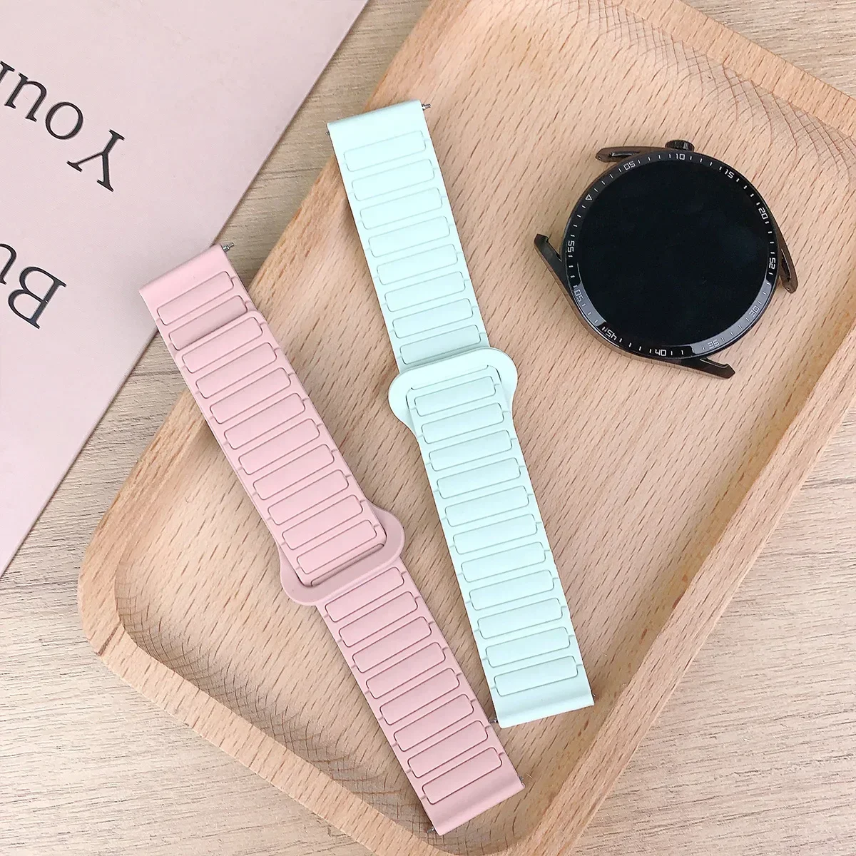 18mm 20mm 22mm Magnetic Loop Band for Samsung Galaxy Watch 7 6 5 4 44/40mm 6Classic Silicone Strap for Huawei Watch GT5 46mm