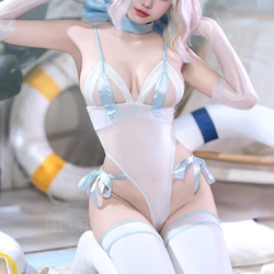 Cute Cat Ear Hollow Cat Girl Uniform Cosplay Costume Sexy See Through Underwear Women Role Play Outfits Lingerie Nightwear