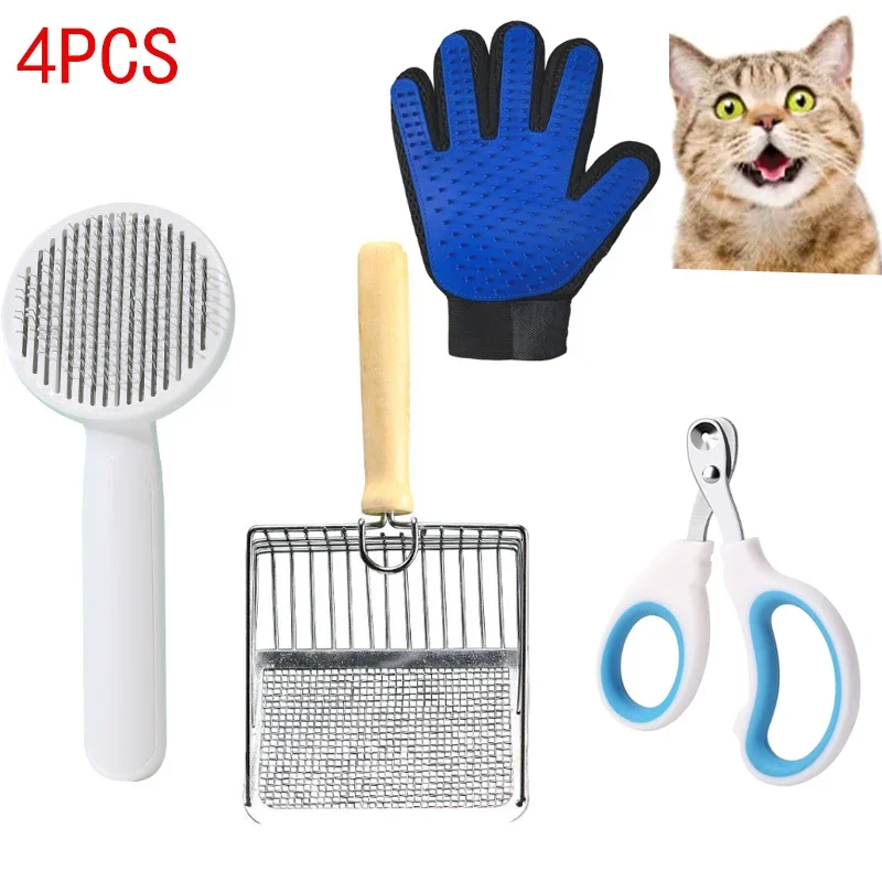 

Pet Dog Brush Cat Grooming And Care Brush Stainless Steel Comb For Long Hair Cleaning Pets Dogs Pet Nail Clipper Litter Shovel