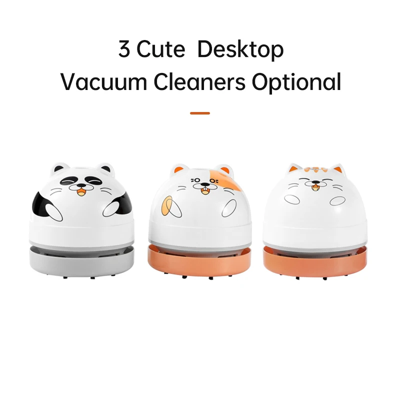 Mini Desktop Vacuum Cleaner Cute Portable Table Dust Sweeper Cartoon Vacuum Battery Operated for Cleaning Dust Crumbs Scraps